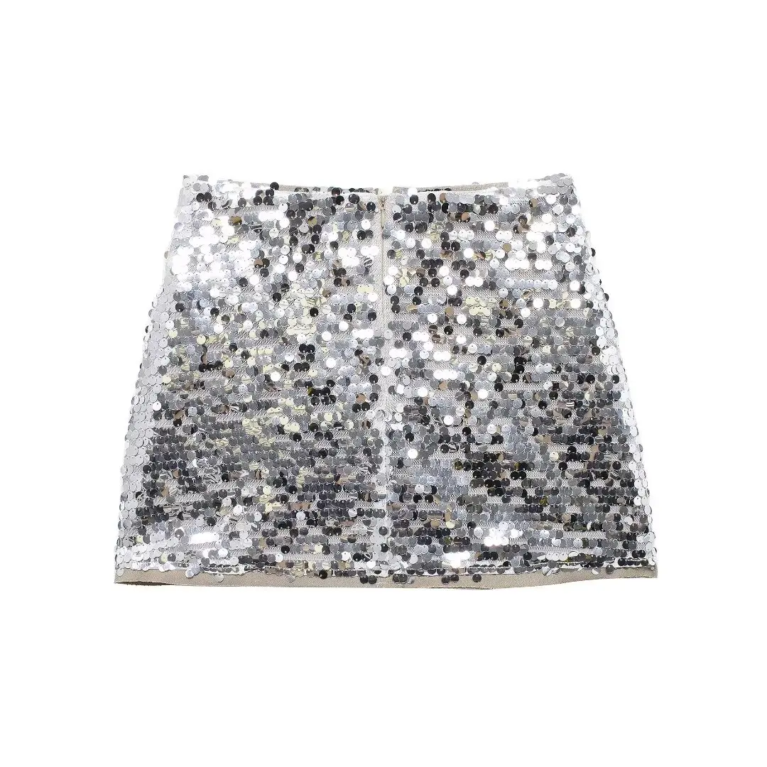 TRAF Sequin Mini Skirt Woman High Waist Short Skirts for Women 2024 Glitter Summer Women's Skirts Streetwear Fashion Skirt Women