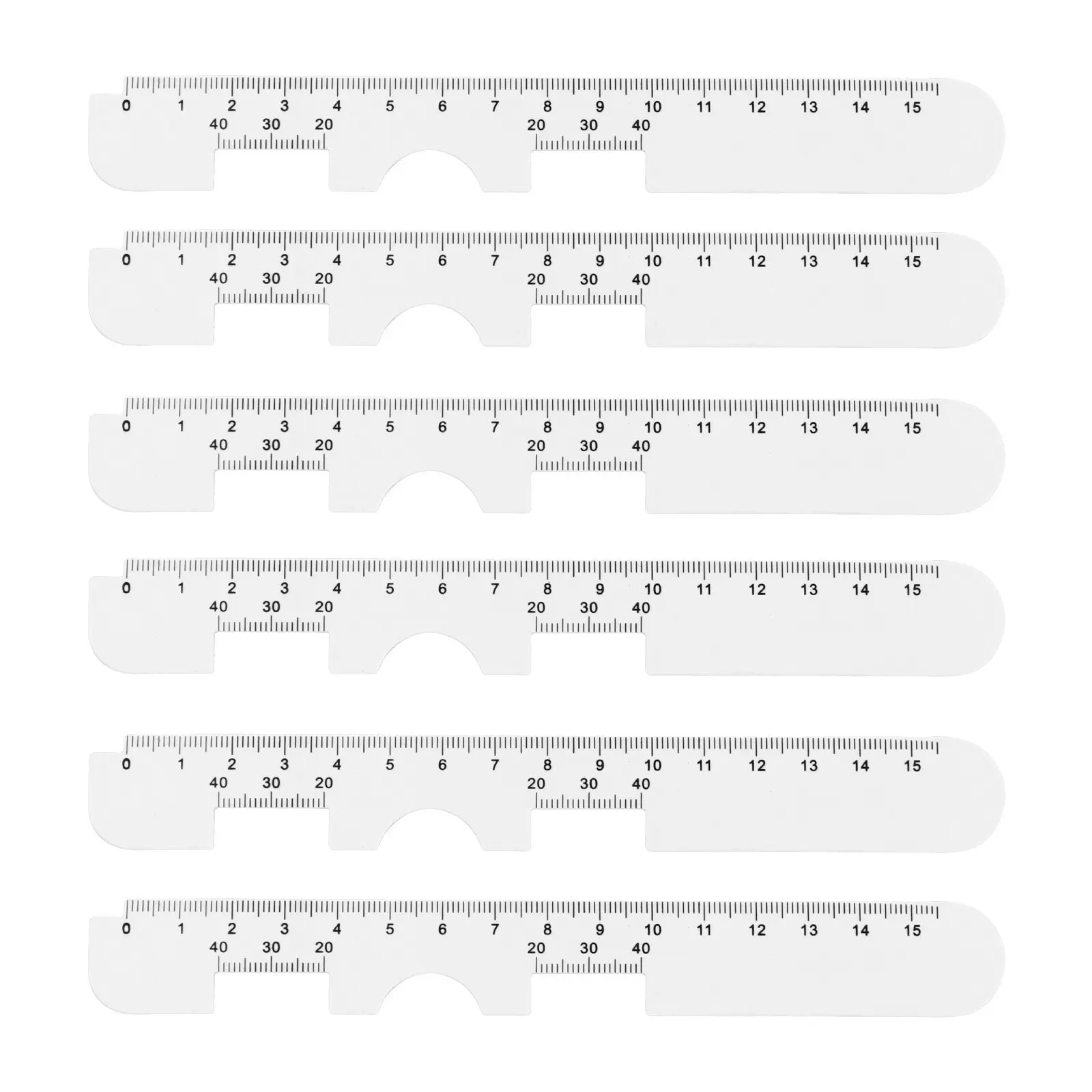 

Набор из 6 пластиковых измерителей межзрачкового расстояния (PD-метр) для регулировки оправы очков, с точной шкалой, для определения переносицы, портативный