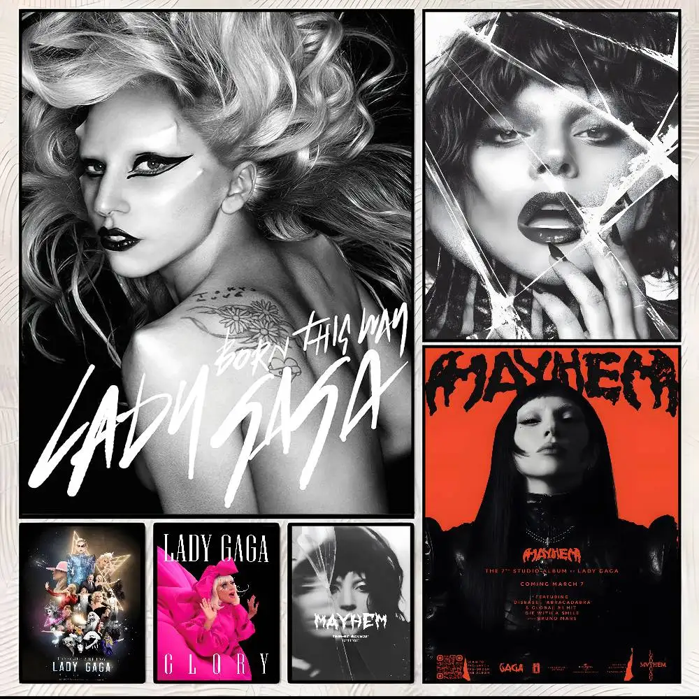 Popular Singer L-lady G-gaga Mayhem Poster art sticky wall waterproof home living room bar aesthetic decoration