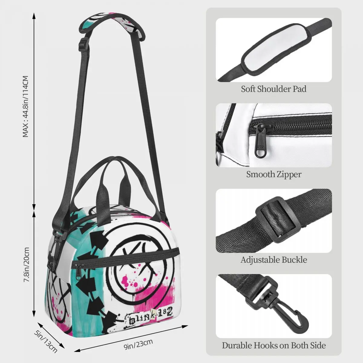 Music Blink 182 Lunch Bags Insulated Bento Box Leakproof Lunch Tote Picnic Bags Cooler Bag for Woman School