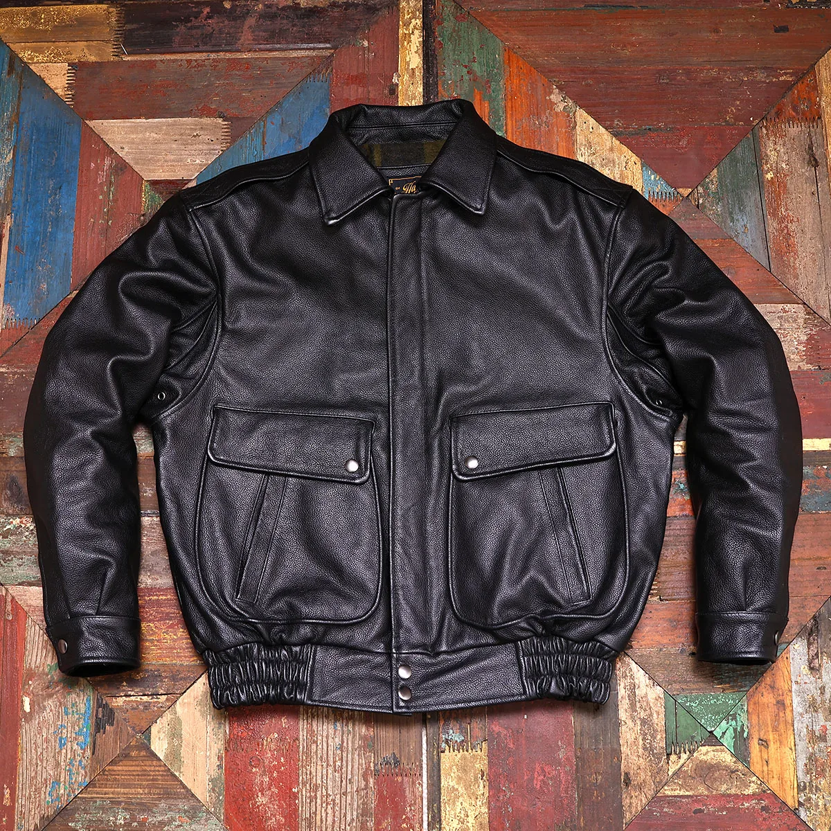 

Tailor Brando Men's American Vintage Loose Lapel Head Layer Cowhide Genuine Leather Jacket