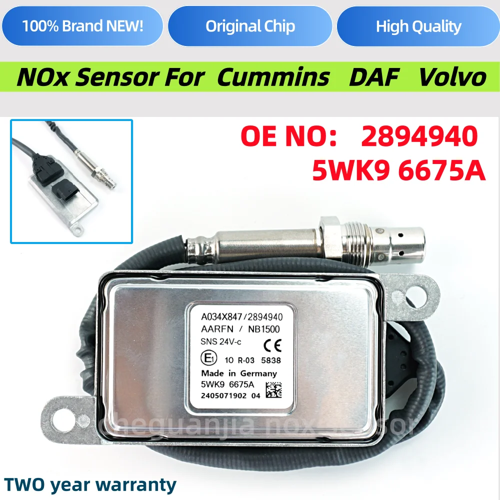 High Quality NGK Probe 5WK96675A  2894940 A034X847 NOX Oxygen Sensor Made in Germany For Cummins Volvo DAF XF Truck 24V Euro 5