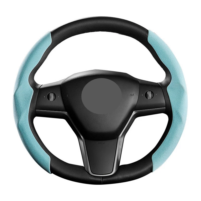 QHCP Suede Steering Wheel Cover Ultra-thin Sweat Absorbing Anti-slip Steering Wheel Cover For Tesla 19-23 Model 3/19-22 Model Y