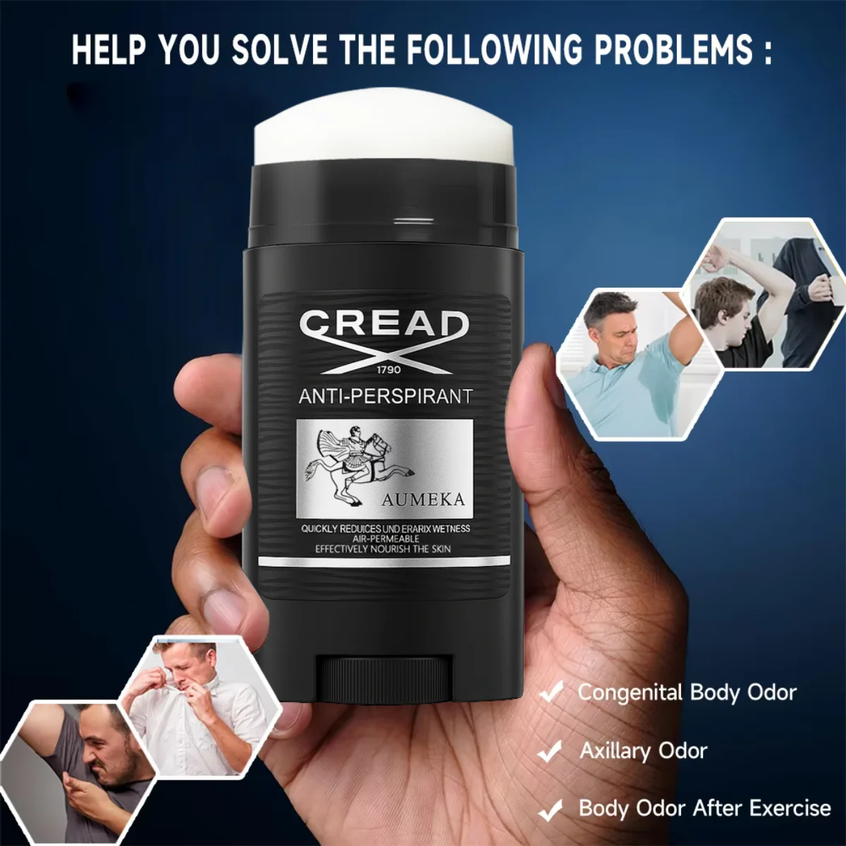 Men's Deodorant Stick, Sweat Resistant, Long-Lasting, Dry, Fragrant, Removes Underarm Odor, Refreshing Stick
