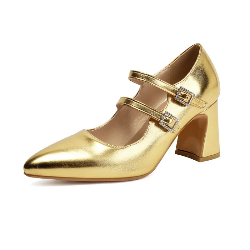 Oversized shoes Ladies' party shoes women's pumps and heels Thick Heel Pointed toe Fashion trend Banquets simple and elegant