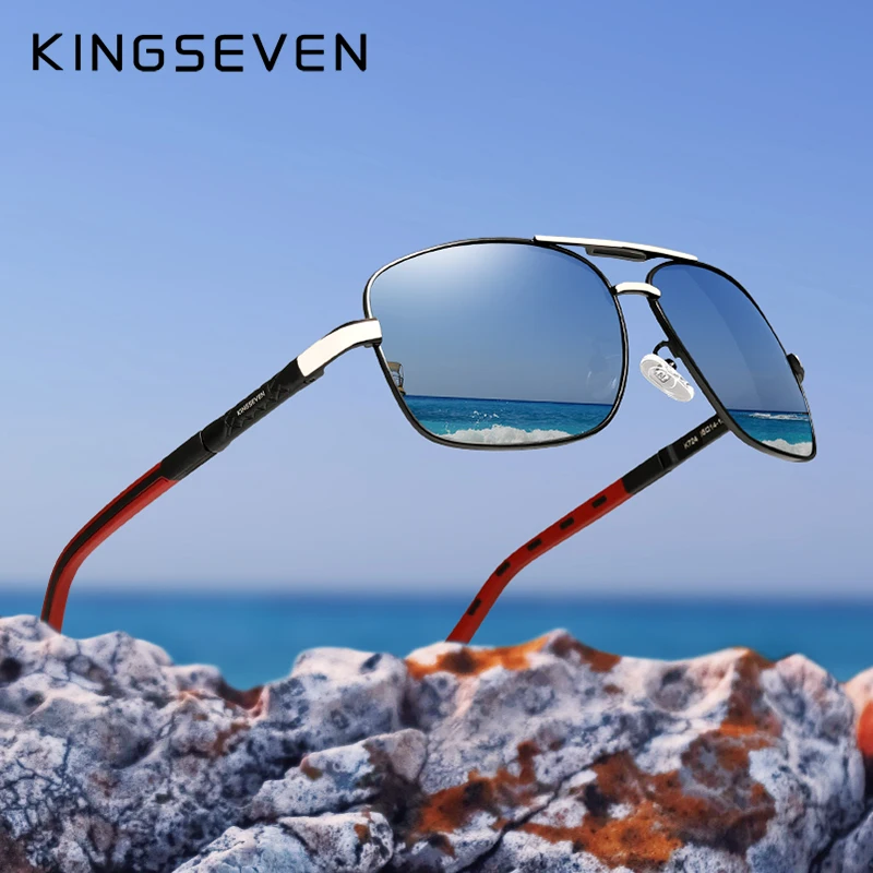 KINGSEVEN Aluminium Marke Polarisierte Sonnenbrille Männer Frauen Mode Rahmen Männlichen Spiegel Sonnenbrille Für Fahren Rot Design Tempel