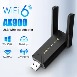 FENVI WIFI 6 AX900 BT 5.4 Dual Antenna  Adapter 2in1 Dongle Wireless Wlan External Network Card for Windows 10/11 Driver Free