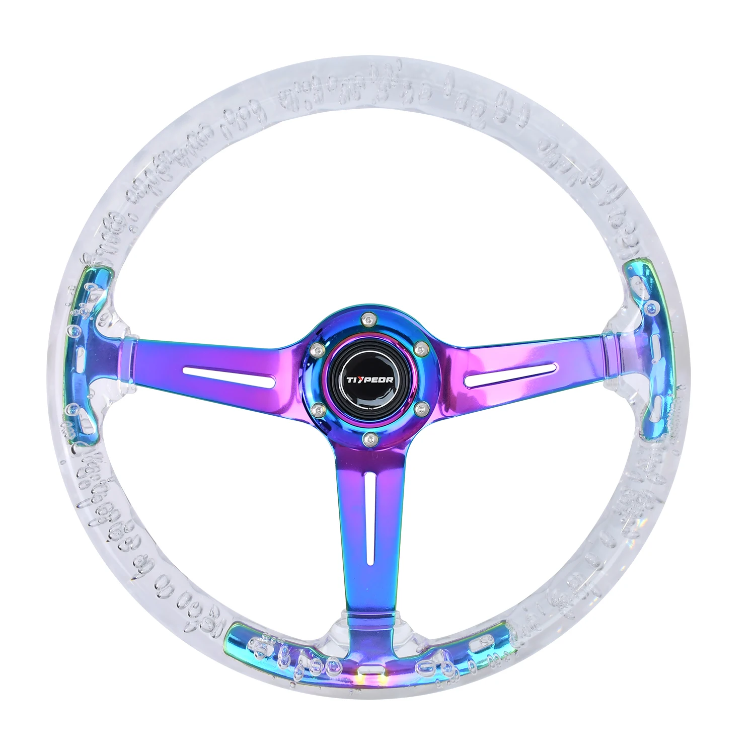 TIYPEOR Crystal Clear Acrylic Steering Wheel 350mm Sport Transparent Deep Dish Drift Steering Wheel 14inch Volantes
