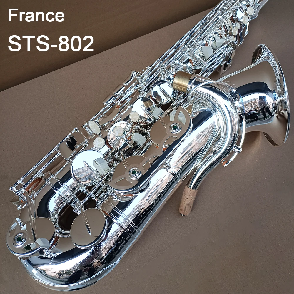 

France 802 Tenor saxophone B-Flat silver-plated brass professional Tenor sax woodwind instrument with bag and accessories