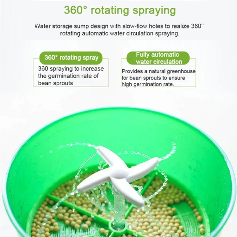 Intelligent Bean Sprouts Maker Thermostat Green Vegetable Seeds Growth Bucket Automatic Electric Sprout Buds Germinator Machine