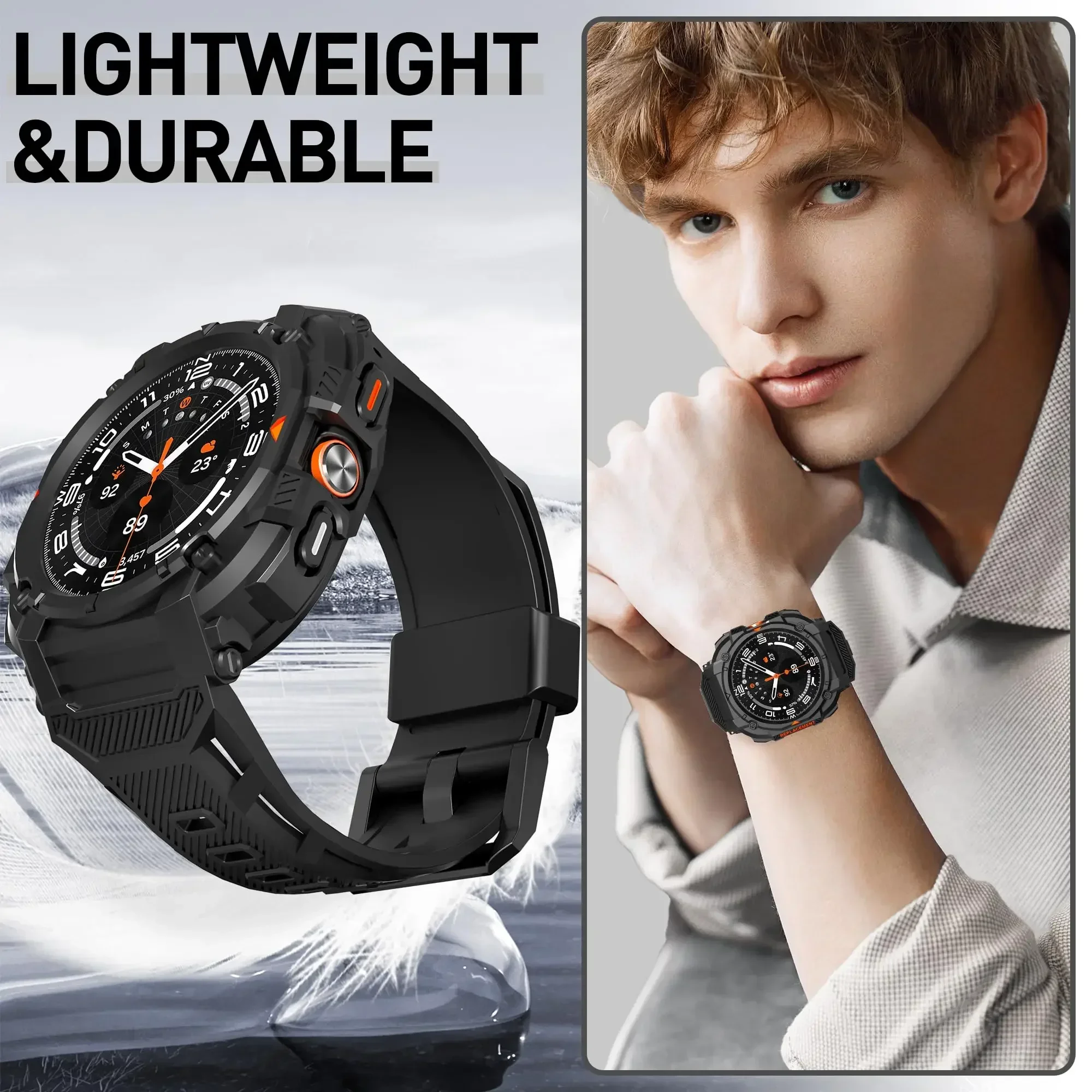 Casing Armor + Tali untuk Samsung Galaxy Watch7 Ultra 47Mm Tali Jam Tangan Silikon Gelang Aksesori Korea untuk Jam Tangan Galaxy Ultra