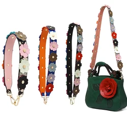 Flower 3D Design Bag Strap Women Shoulder Straps Leather Bag Handles Handbag Wide Purse Belt Accessories Custom 58cm 90cm 110cm