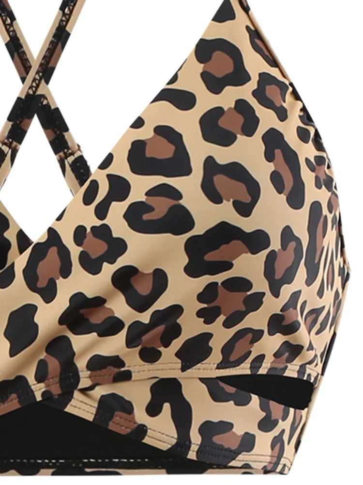 2024 maiô feminino sexy push up topos de cintura alta maiôs feminino leopardo impressão biquinis conjunto beachwear fatos de banho