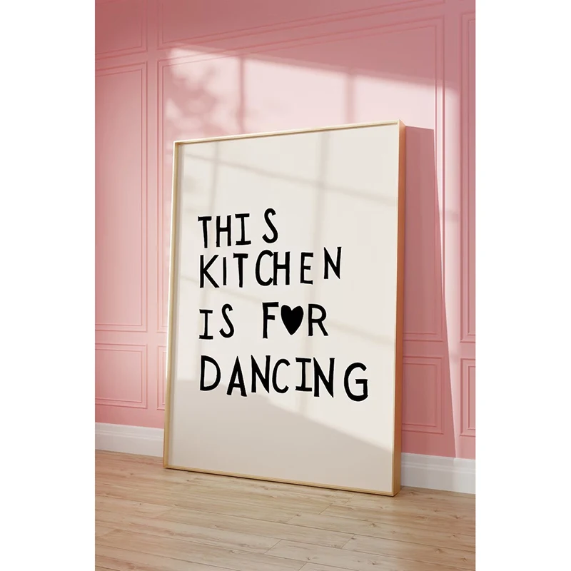 

Aesthetic Kitchen Decor Cute Dance Canvas Wall Art Black Kitchen Wall Art Print Minimalist Heart Print Trendy Kitchen Poster