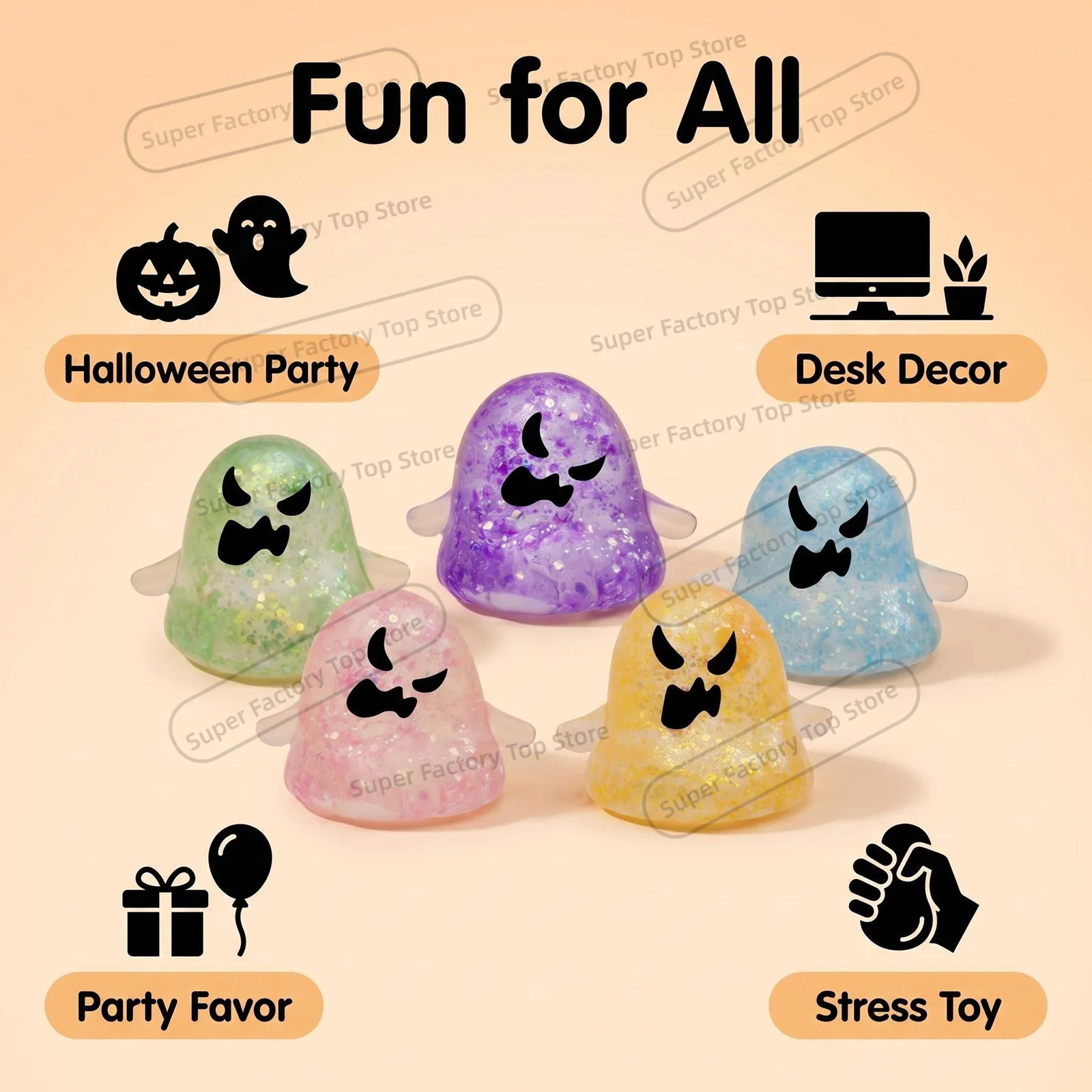 New Halloween Ghost Pinch Music Creative Stress Relief Toy Maltose Squeezing and Ventilating Toy Grip Stress Relief Gift Set