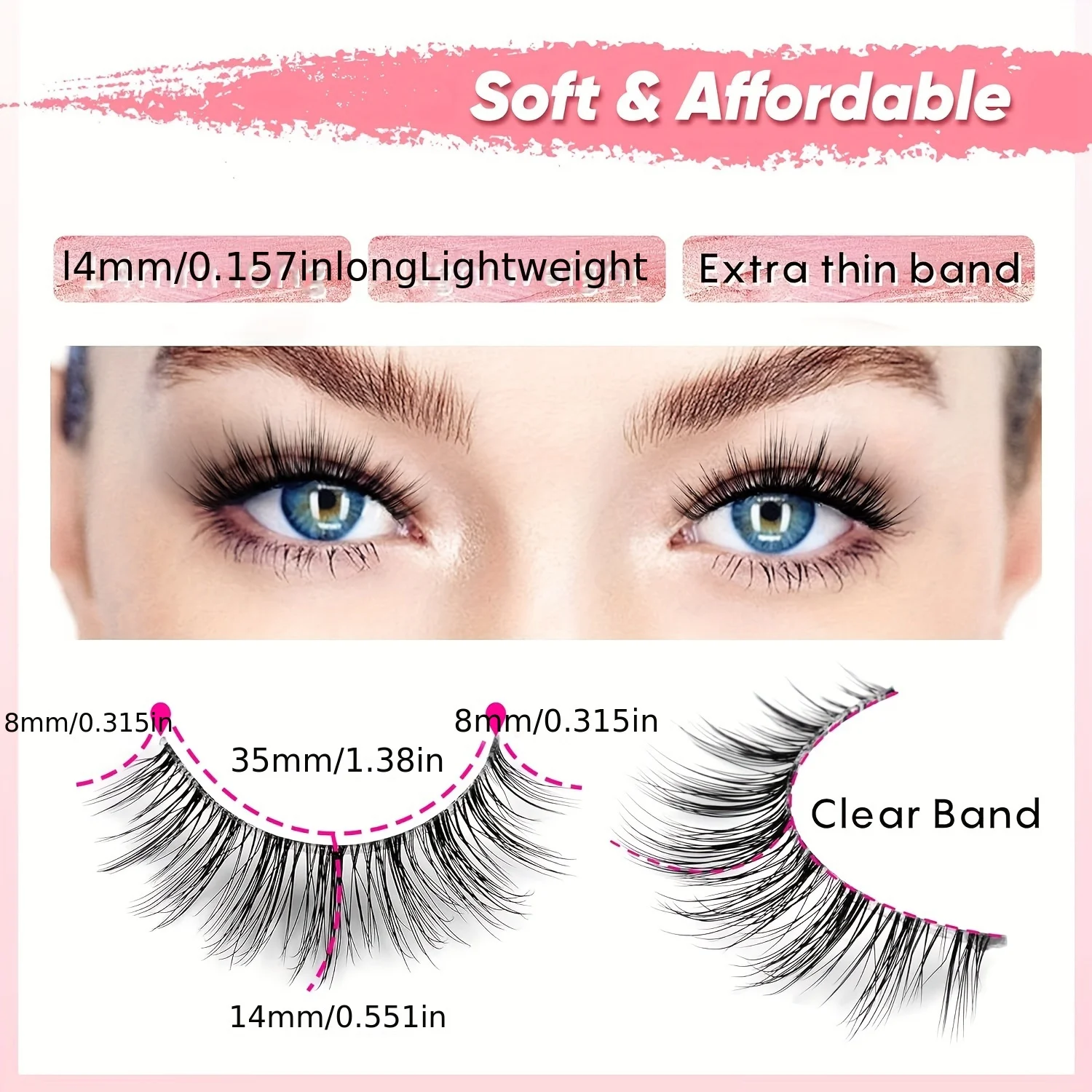 10 paar verpakking valse wimpers 3D wimpers natuurlijke look nepwimpers heldere band 14 mm wimpers zacht volume wimpers