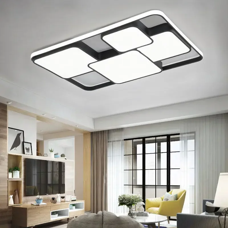 Rectangle modern led ceiling lights for living room bedroom study room white or black 95-265V square ceiling lamp with  WF1117