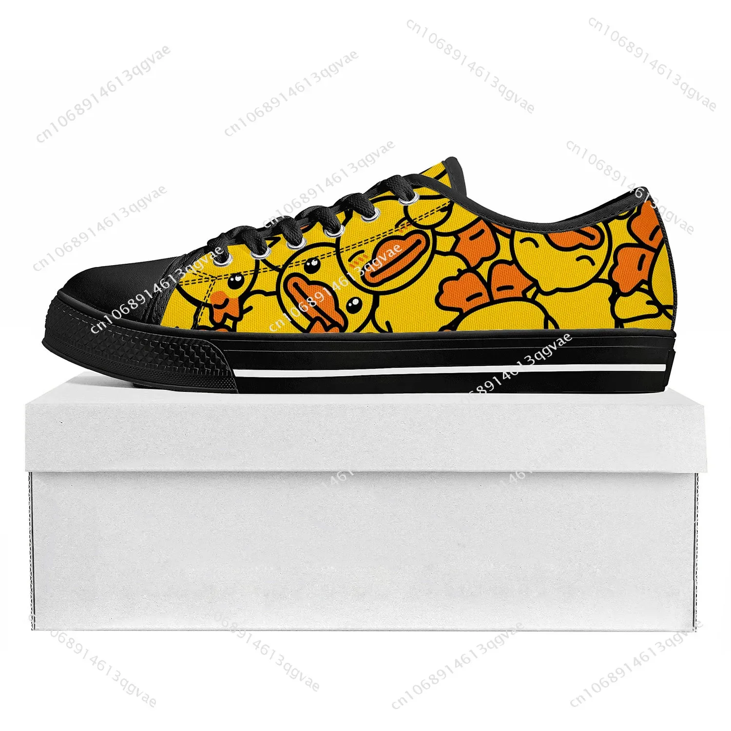 Yellow Duck Printed Low Top High Quality Sneakers Mens Womens Teenager Canvas Sneaker Casual Couple Shoes Custom Made Shoe Black