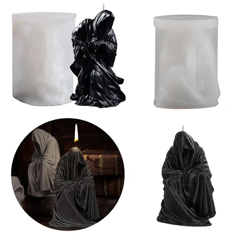 

1Pc Cross Border Knife Reaper Candle Mold New Halloween Knife Reaper Aromatherapy Candle Mold Silicone Flip Sugar Mold