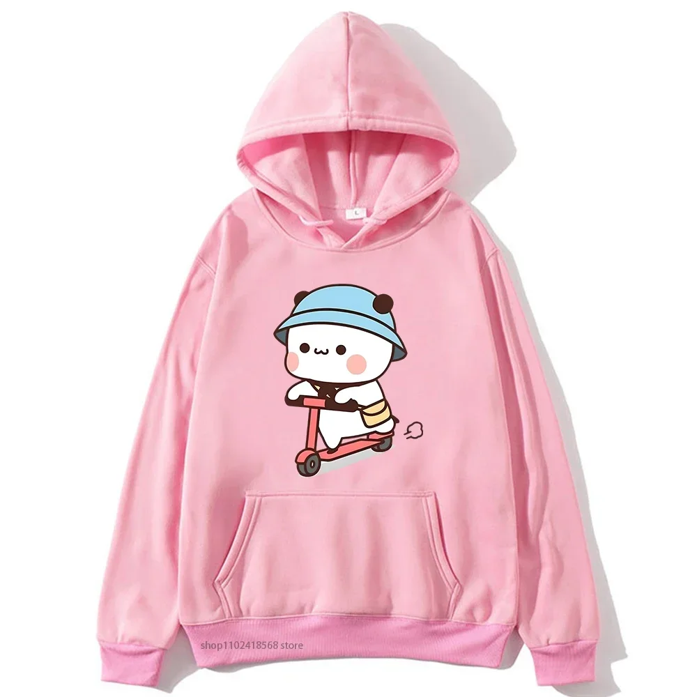 Couple Clothes Mochi Brownie Bear Bike Riding Hoodie for Men Bubu Dudu Sweatshirt Long Sleeve Clothing Streetwear Women Clothing