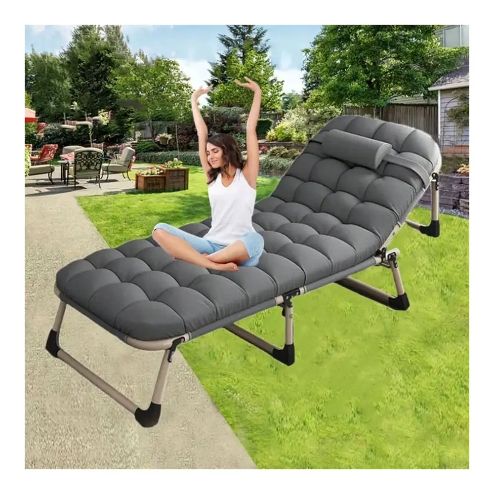 Bed With Upholstered And Pillows For Home Leisure, Guest Bed Adjustable Single Sofa Bed, Durable Iron Rack, Easy To Transport A
