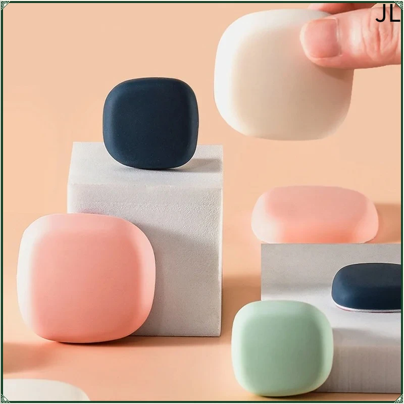 4Pcs Cobblestone Style Soft Silicone Wall Protector Mat Door Handle Bumper Protective Non-slip Self-adhesive Doors Stop Muffler