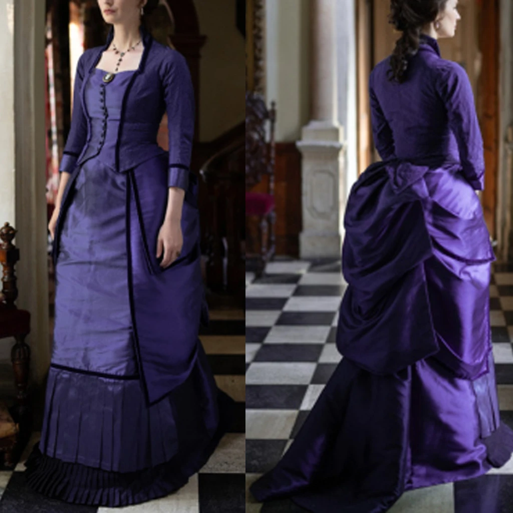 

Victorian Purple Bustle Dress Victorian Queen Princess Day Dress Gothic Steampunk Ball Gown Dress Costume Custom Made