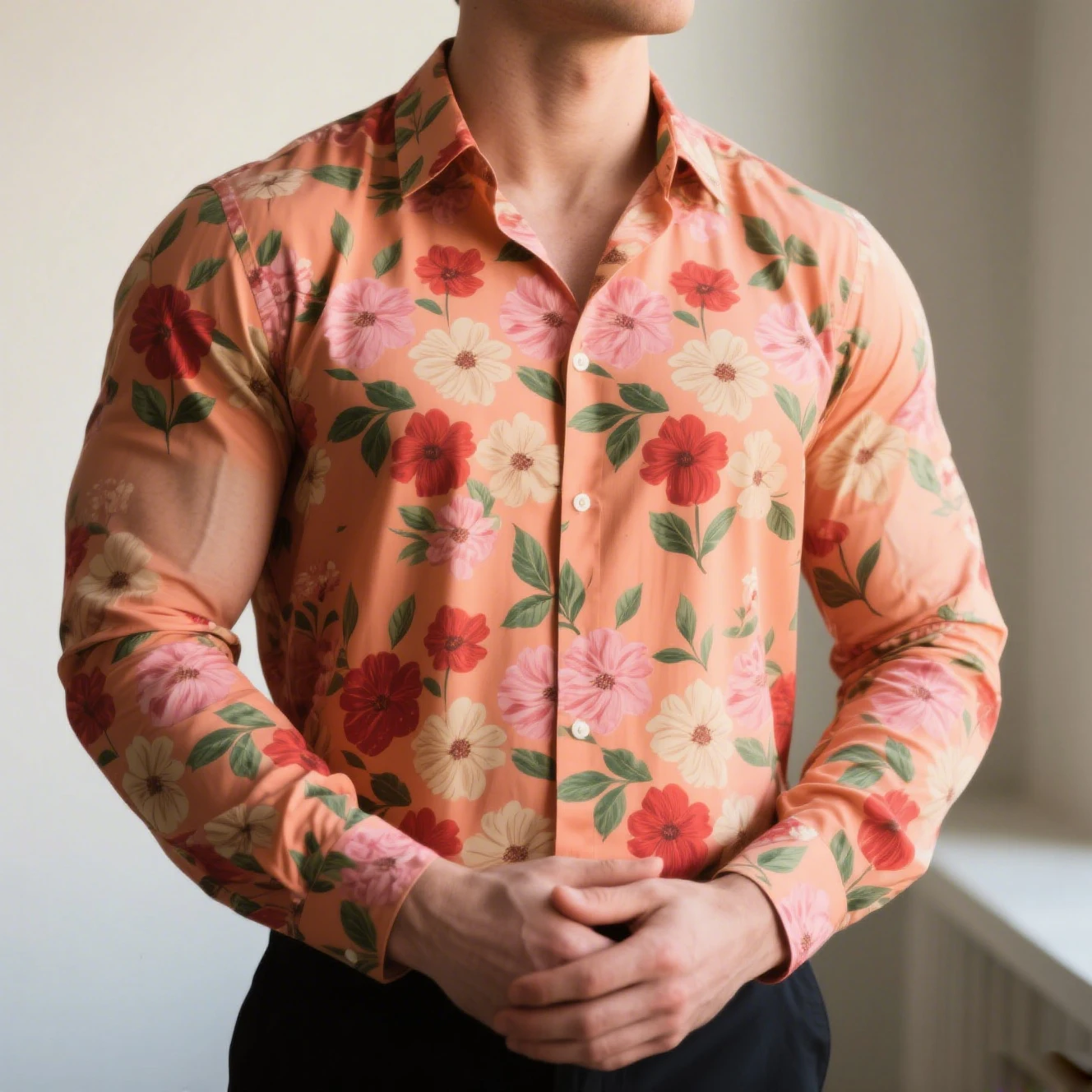 2025 Men's autumn long-sleeved plant flowers 3D print Hawaii beach casual vacation shirt men fashion business formal shirt top