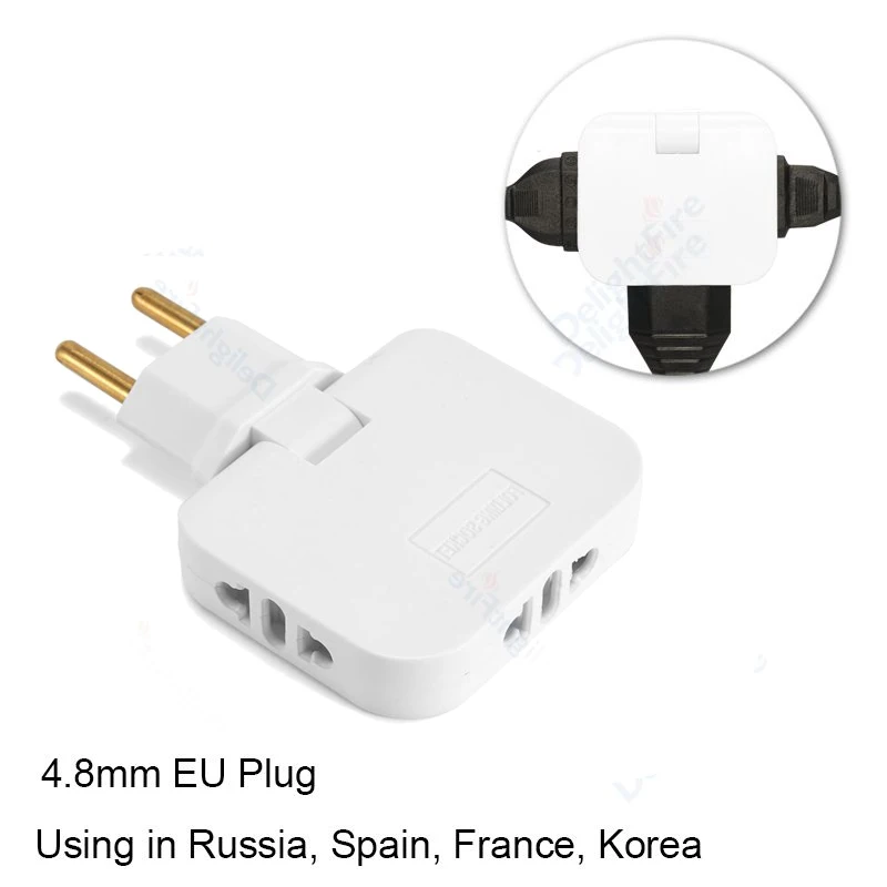 Adaptador de enchufe de la UE 3 en 1, adaptador de viaje plegable de EE. UU. A la UE, convertidor de potencia, enchufe KR, toma de corriente