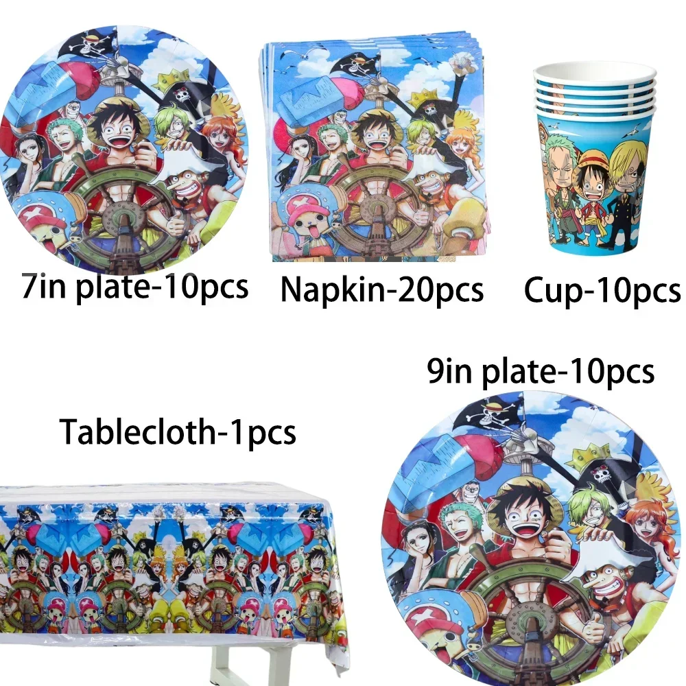 Manga One Piece Themen-Geburtstagsfeier Dekorationszubehör Ballons Banner Kuchen-Accessoires Fotobox Gastgeschenke – Detail 2