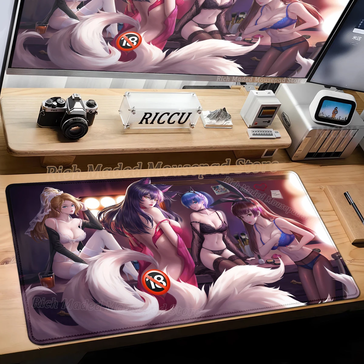 

Large Deskmat League of Legends KDA Ahri Jinx Sexy Breasts Anime Mat Nude Mousepad Lock Edge XXL Gamer Rubber Keyboard Mouse Pad