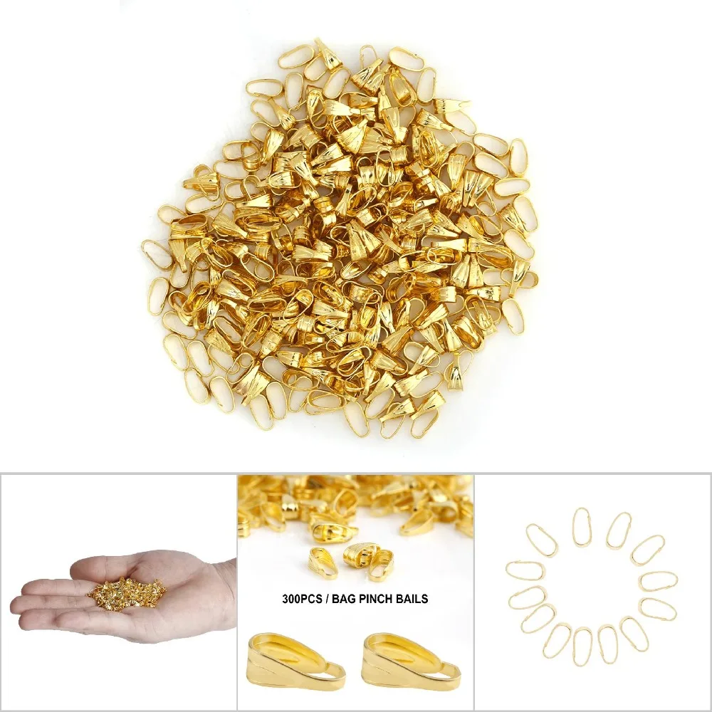 300Pcs Basic Different Colors Snap Bail Hook 3*7mm Alloy Pinch Clips Clasps Pendant Clasp Connector for Jewelry Making