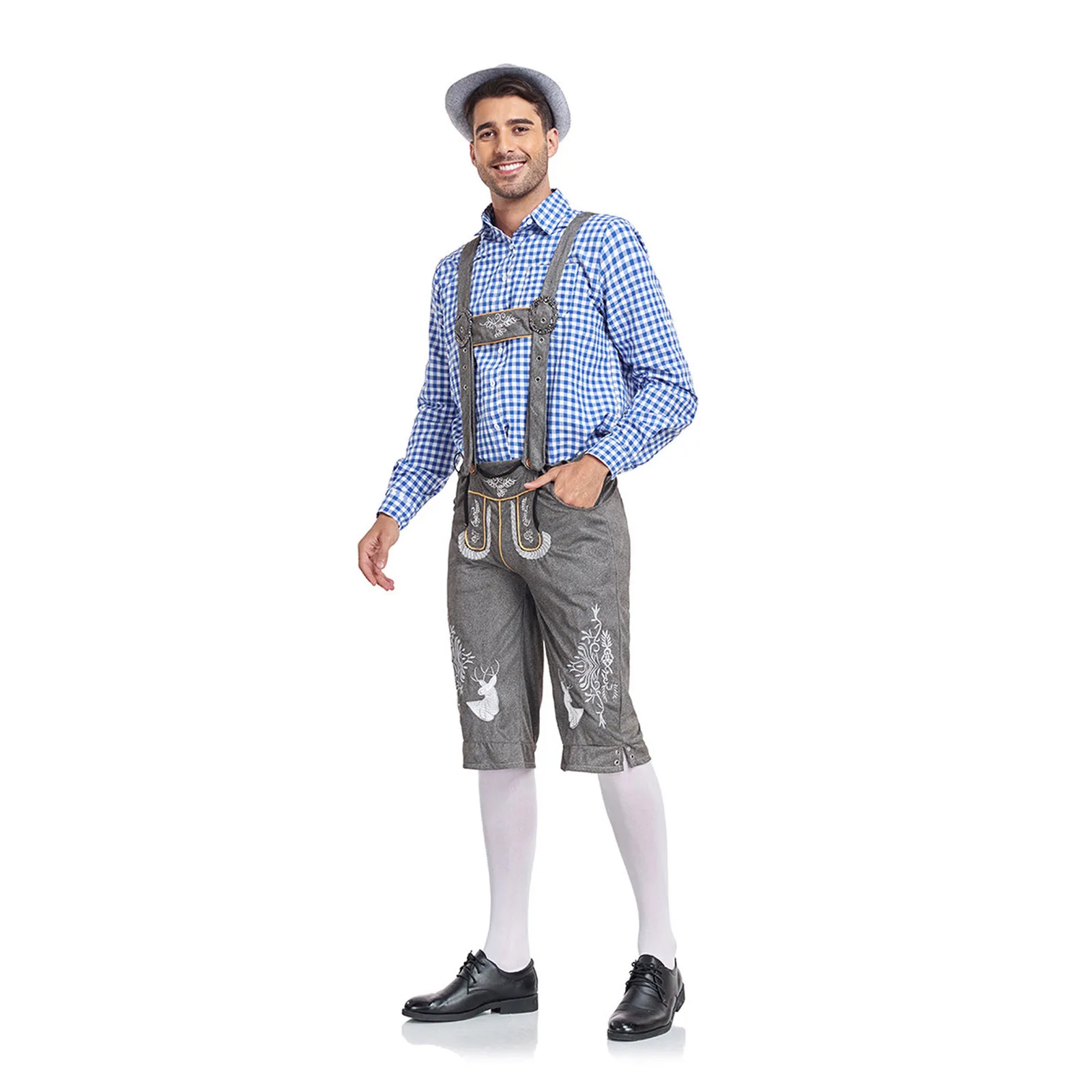 3 Piece Set Party Shorts Set German Oktoberfest Party Performance Classic Costumes Male Oktoberfest Traditional Leather Pants