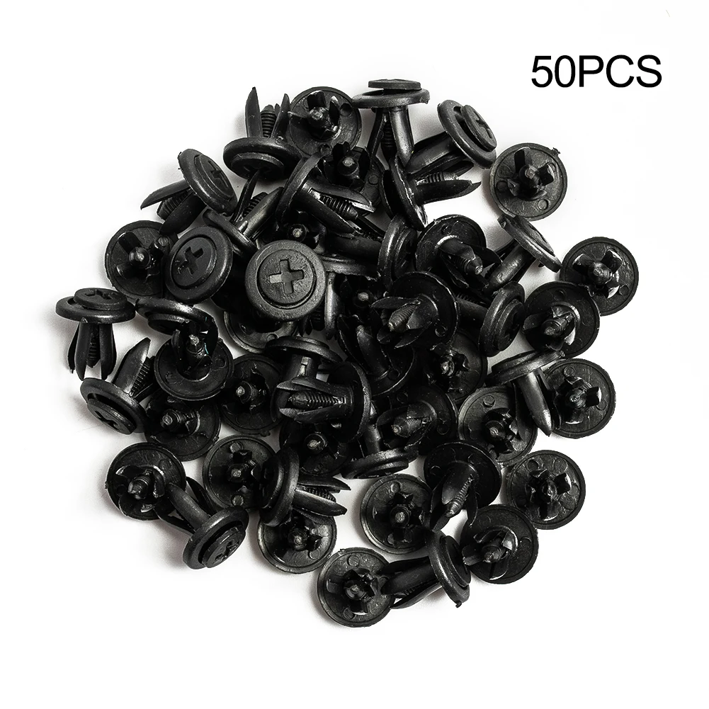 

50pcs Car Body 6mm Hole Dia Plastic Rivets Fastener Mudguard Bumper Push Pin Clip Interior Accessories