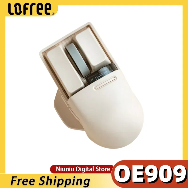 LOFREE Small Mouse Oe909 Mid-Hand Suitable Office Mouse Social Animal Banana Back Shell Set Oled Display Three-Mode Pbt Mouse