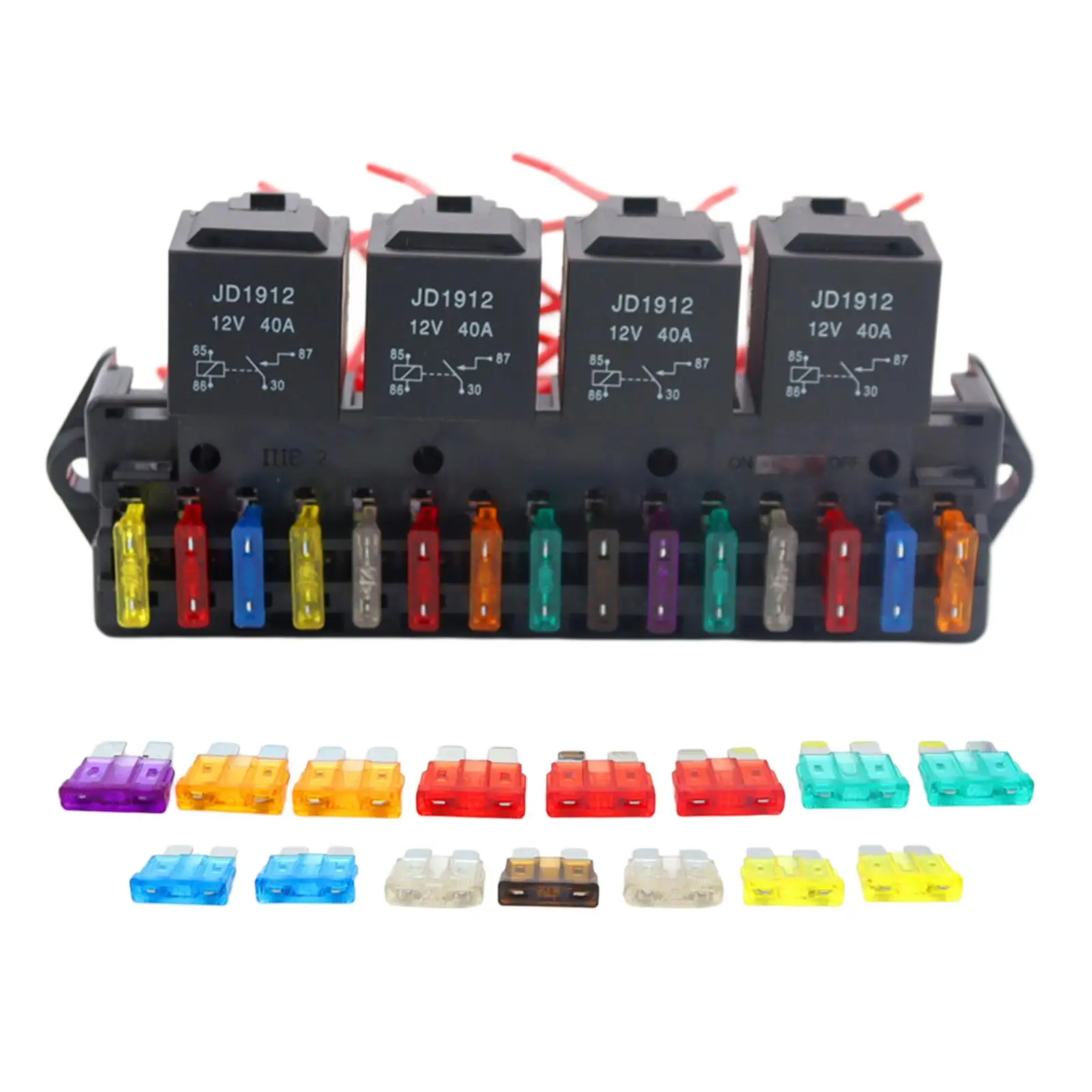 15-Way Car Fuse Box Block Holder W/ Relay Fit for Automotive Vehicle Bus