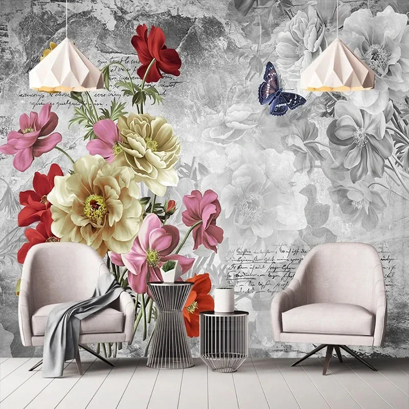 

Custom Mural Wallpaper 3D Vintage Hand Drawn Flowers Painting Living Room Bedroom Creative Home Decor Fresco Papel De Parede 3 D