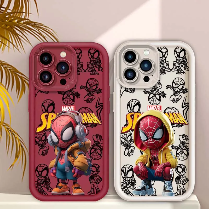 

Marvel Spider-Man Popular Cool Phone Case For Apple iPhone 16 15 14 13 12 11 Pro Max Plus Eye Ladder Soft TPU Silicone Cover