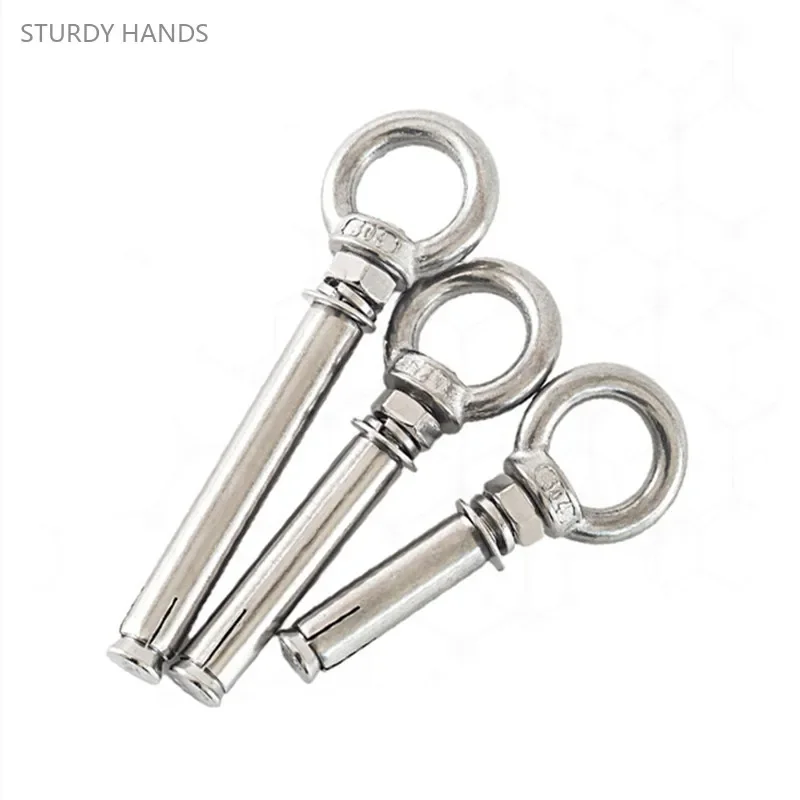 5pcs 304 Stainless Steel Expansion Ring Screw Belt Expansion Bolt Hammock Swing Hook Hardware Fastener Bolting Bolt M6M8M10M12
