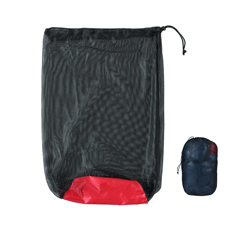 

MENFLY Camping Hiking Mesh Sleeping Bag Drawstring Storage Bag Portable Black Nylon Mesh Compressed Quilt Stockpile Tools