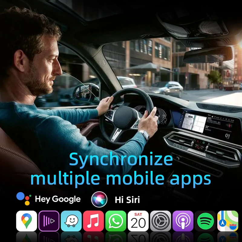 Novo adaptador de caixa 2 em 1 ai com fio para carplay sem fio e android auto para carplay/carros automotivos com fio 99%, plug and play, wi-fi, dongl inteligente