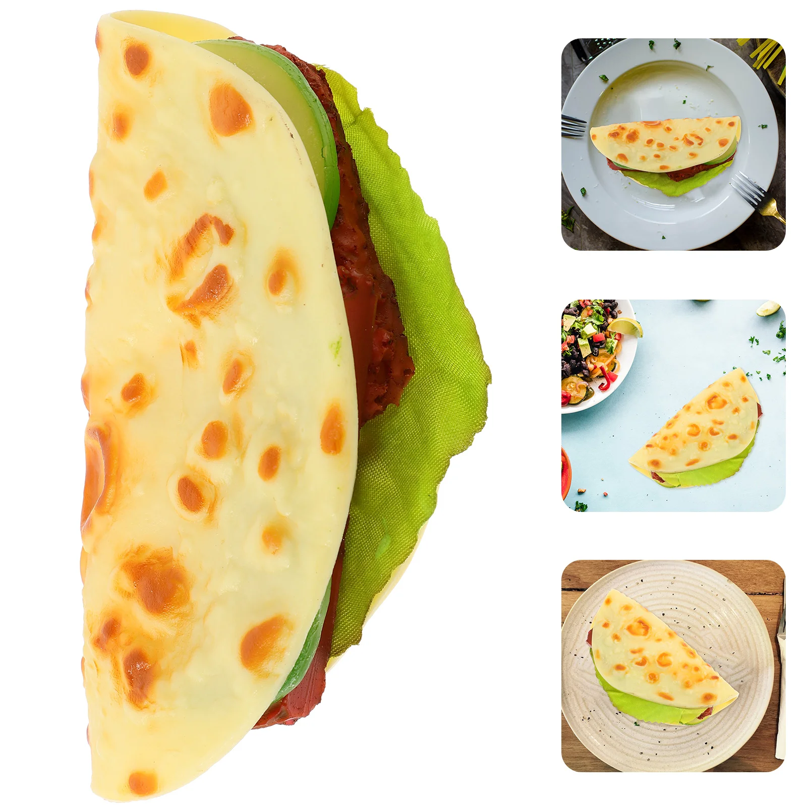 Realistic Fake Food Simulated Pancake Hand Taco Model Breakfast Shooting Decorative Display Props (meat Vegetable Pie) Child