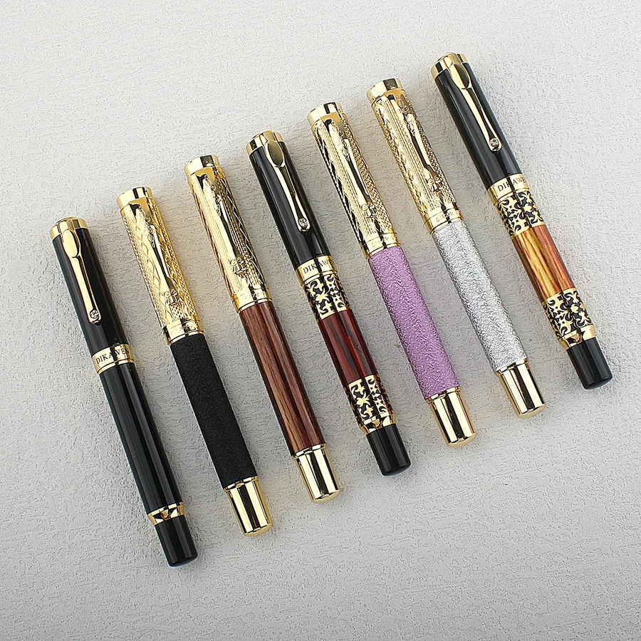 

DIKAWFN 8026 Fountain Pen Copper Barrel Gold Clip Iraurita Fine / Medium Nib for Writing Signature Office School Supplies