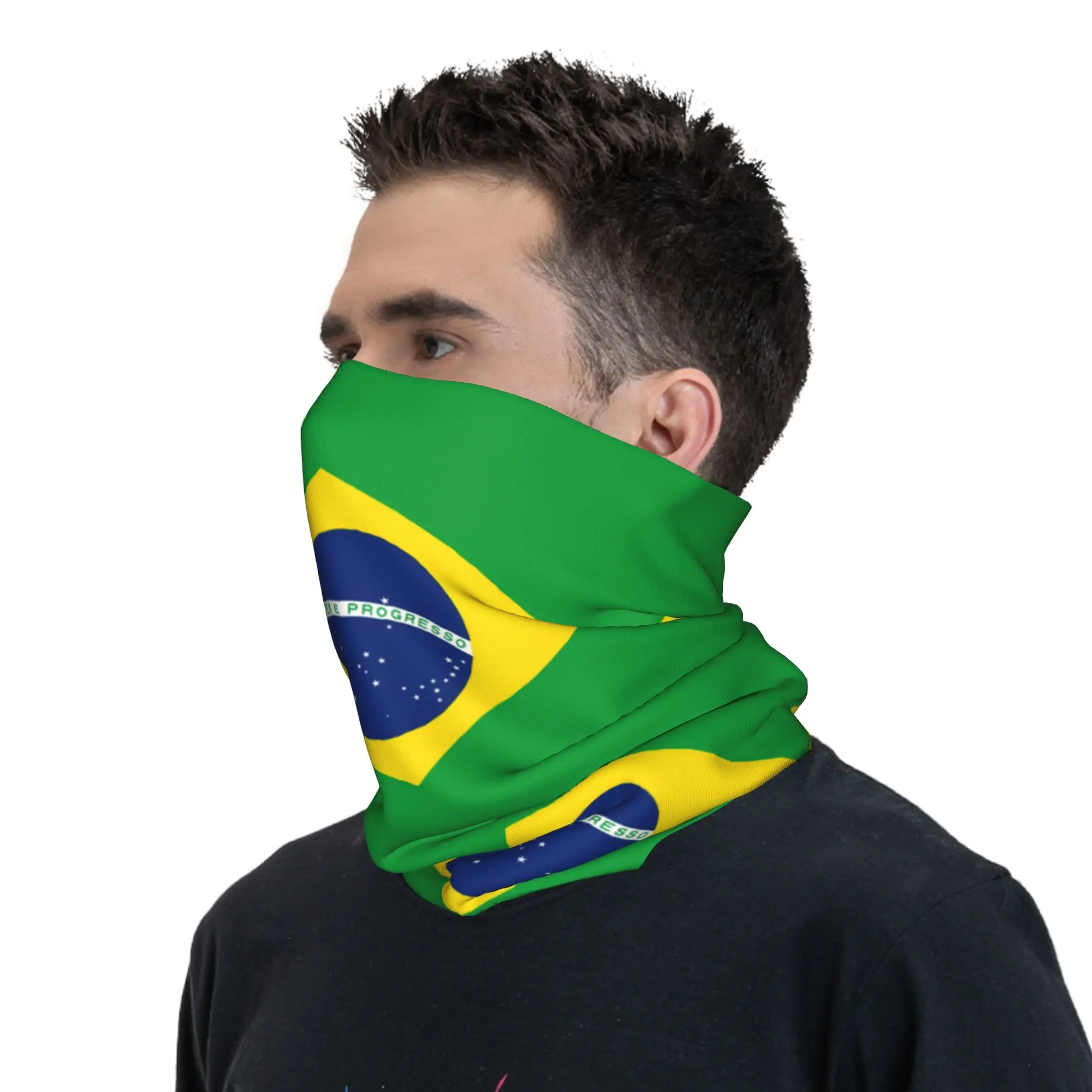 Custom Brazil Flag Bandana Neck Warmer Men Women Winter Ski Tube Scarf Gaiter  Face Cover - view 6