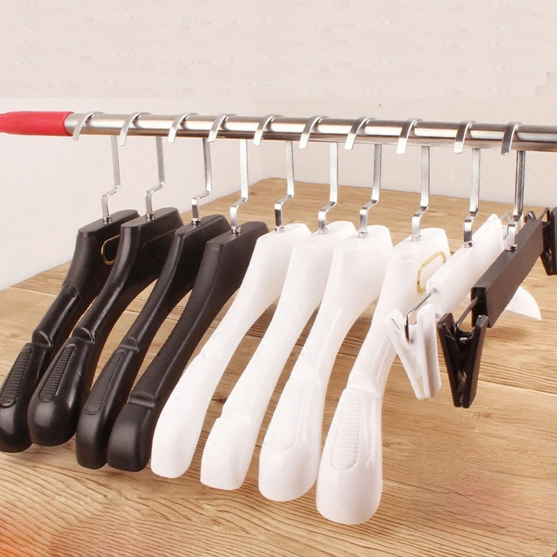 5Pcs/lot Plastic Clothes Hangers Slip-Proof Bathroom Towel Holder Adult Wide Shoulder with Notch Drying Rack Organizer Coats