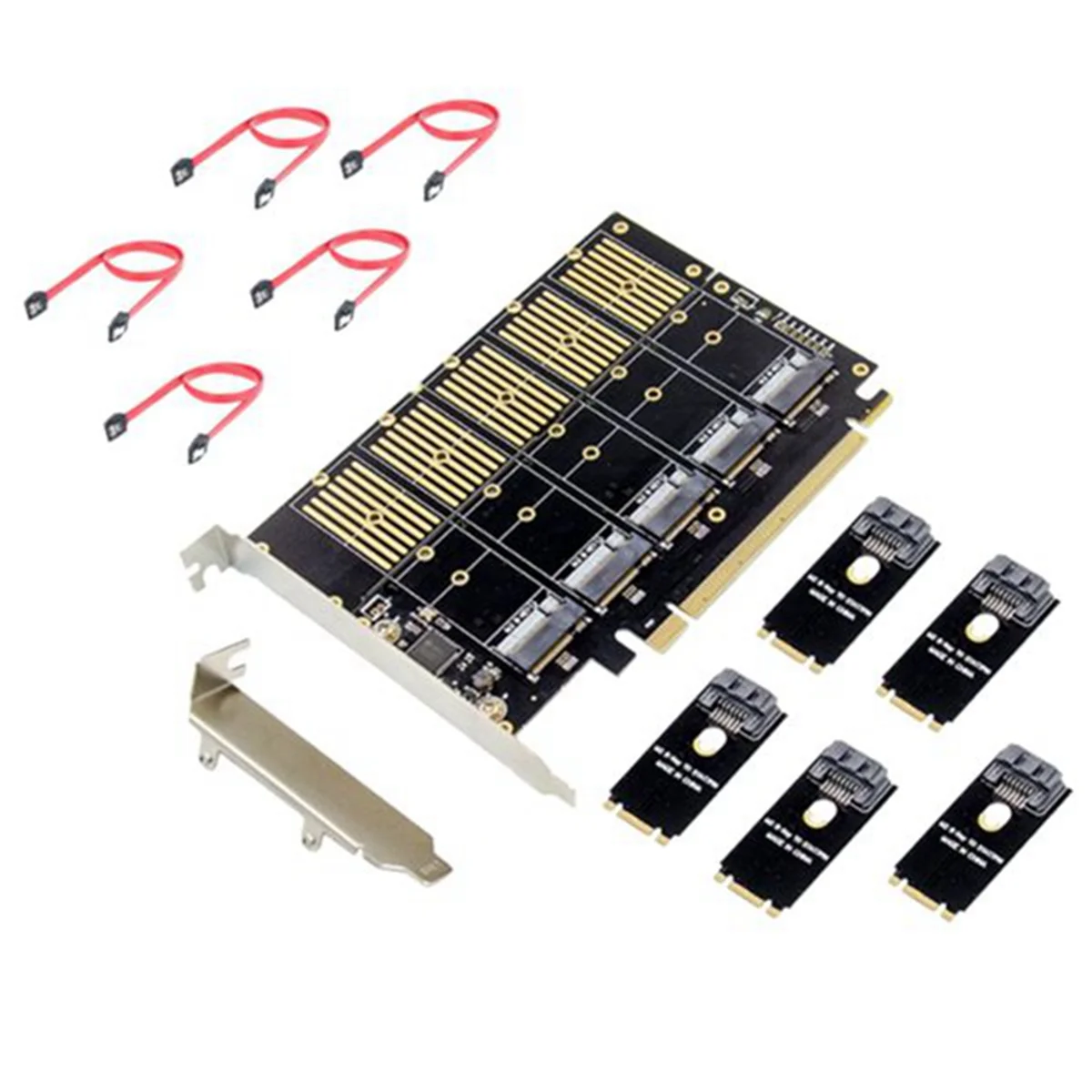 N27R PCIe X16 M.2 Key B NVMe SSD Adapter Card M.2 NGFF to SATA-Ⅲ SSD Adapter Card NGFF SSD Expansion Card