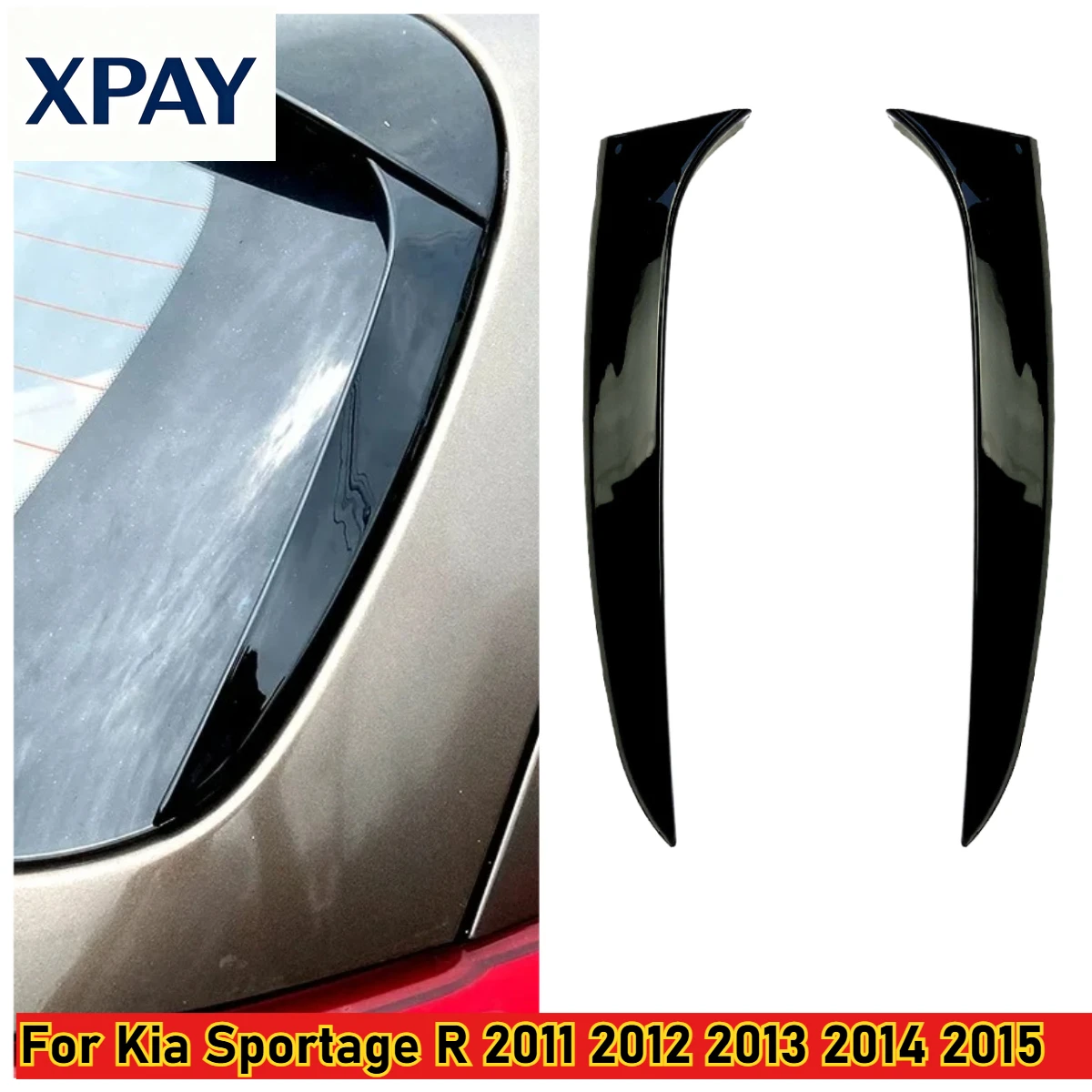 

Car New Rear Window Spoiler Side Wing Trim Cover Fit For Kia Sportage R 2011 2012 2013 2014 2015 ABS Glossy Black car Accessori