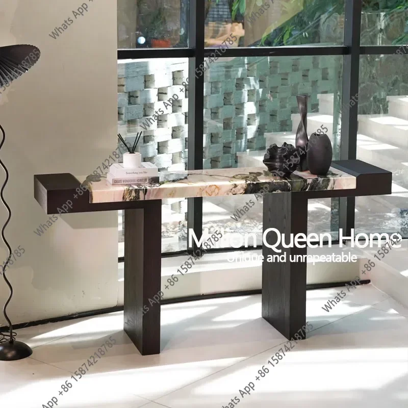 

Sp A Medieval Style Solid Wood Entrance Table, Household Designer Style, Creative Entry Against The Wall, Door Decoration Cabine