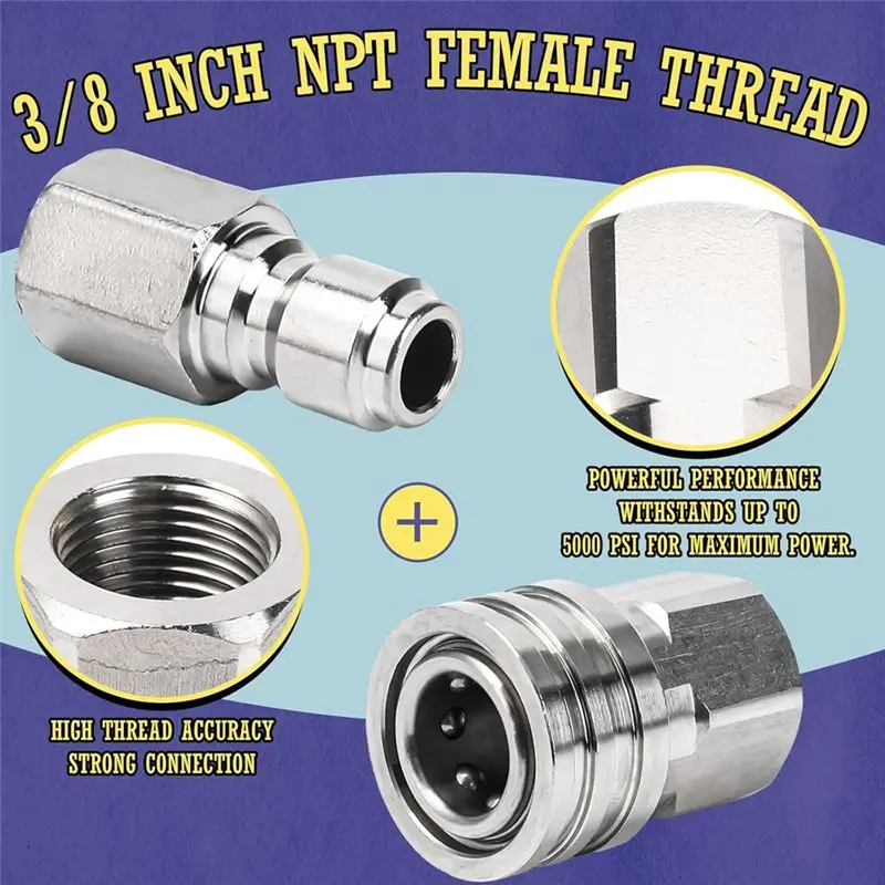 Exquisite-Pressure Washer Quick Connect Kit Stainless Steel Adapter Set Female Andmale Threads