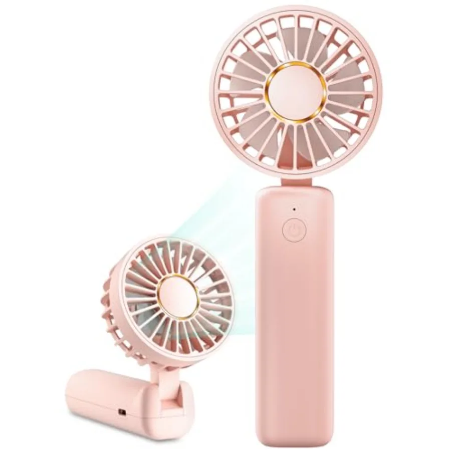 

Portable Handheld Fan, Mini Desk Fan Foldable 1800mAh, 180° Ratotion, 3 Speeds, Ultra Quite, Up to 8H Long Use Time, Small Pers